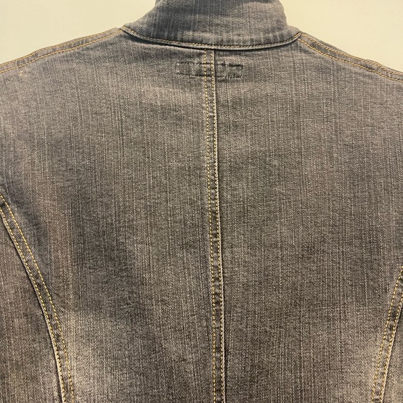 NORMA KAMALI - Black/Dark Charcoal Gray Duster Length Denim Jacket SZ S - Picture 4 of 6